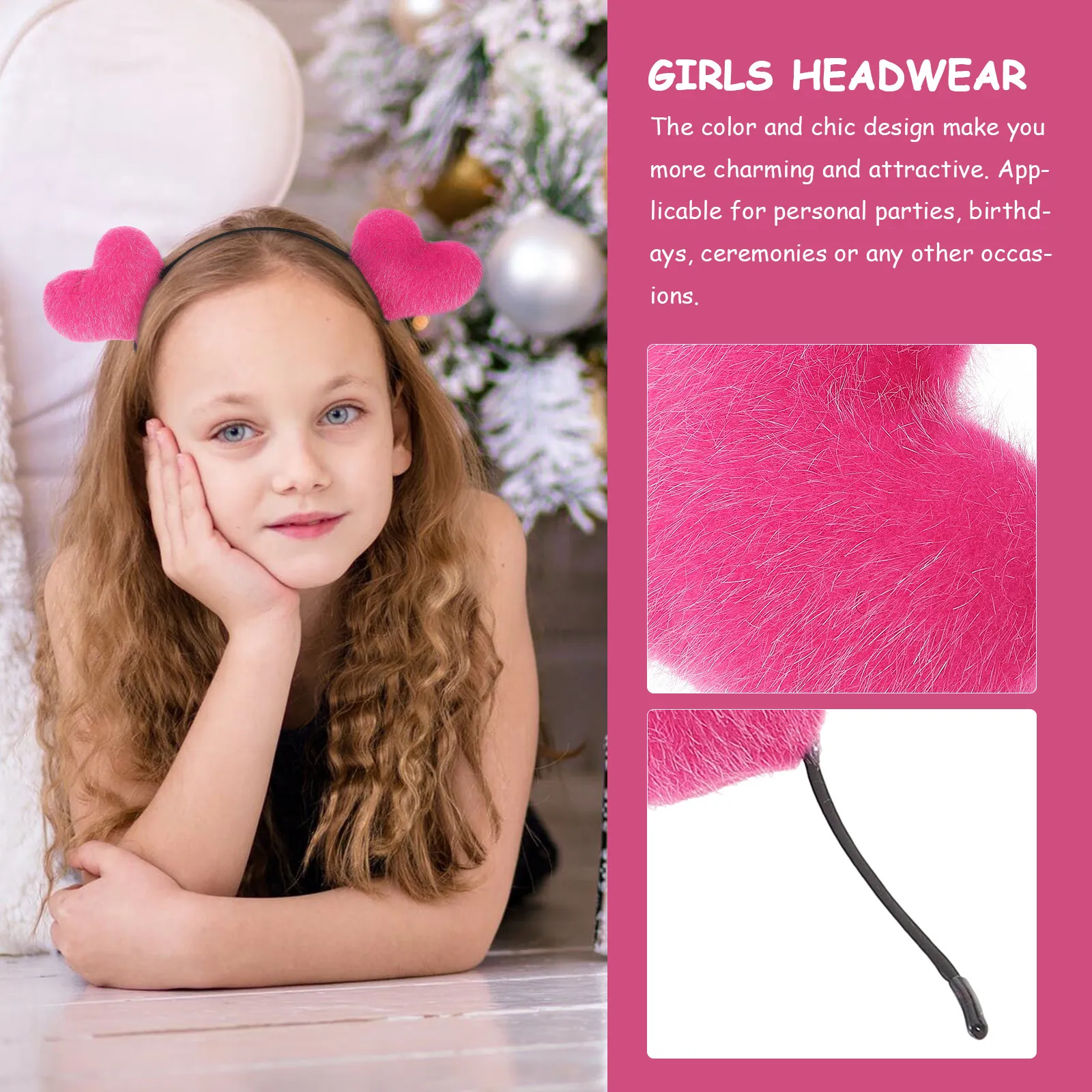 

Breathable Comfortable Heart Shaped Headband for Girls Premium Cloth Material Perfect for Valentine's Day Outings Parties