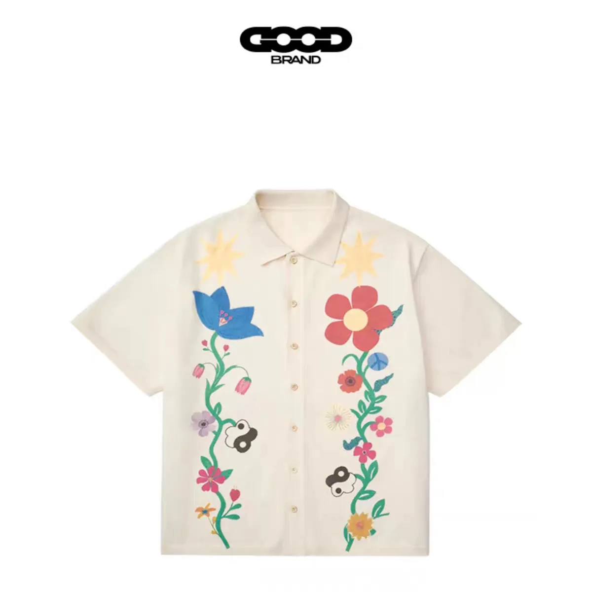 

2026 Goodbrand Fashion 2025 Spring/Summer Romantic Floral Cluster Light Luxury Fashion Unisex Short-Sleeve Shirt
