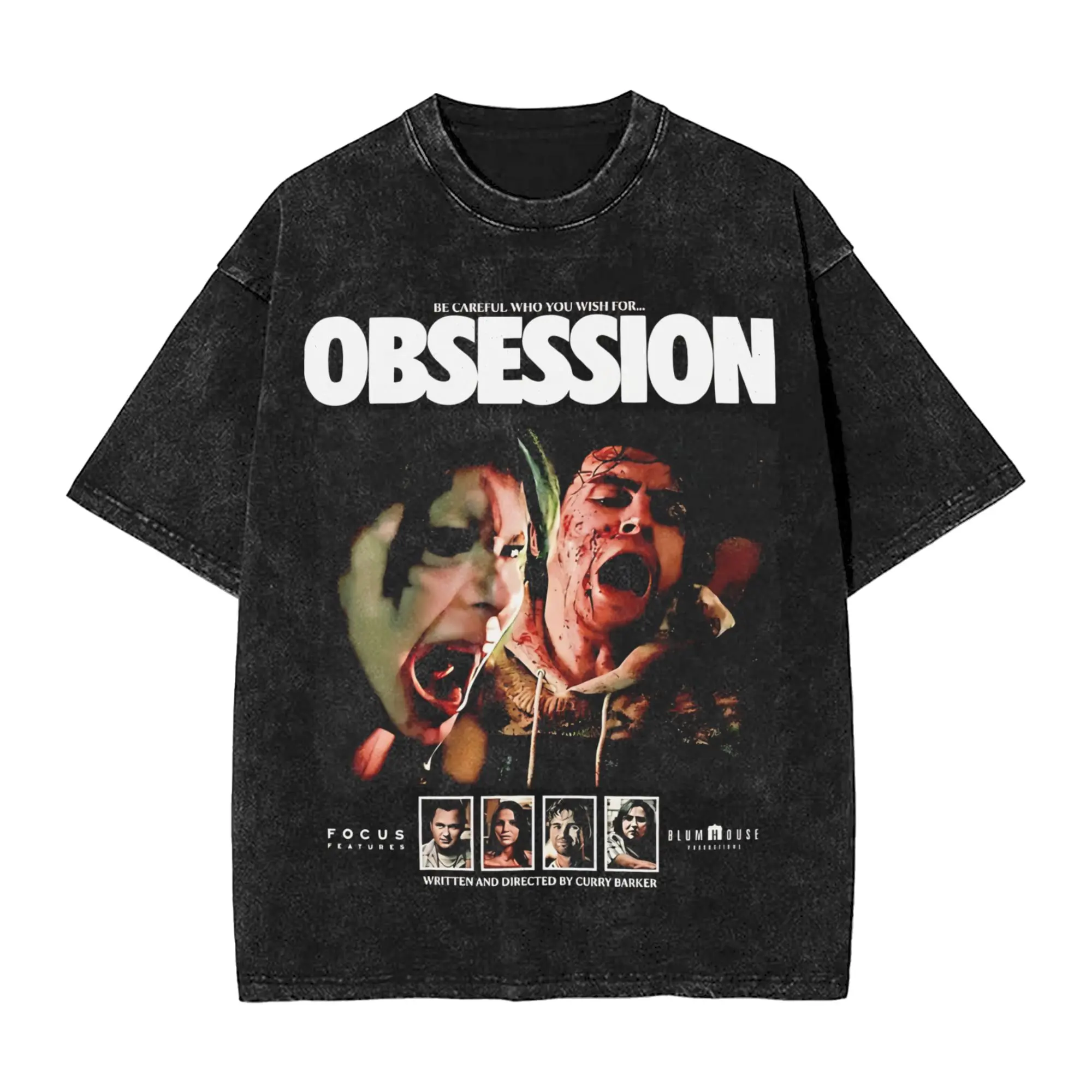 Obsession Horror Movie T Shirts Hip Hop Washed Short Sleeve Harajuku T-Shirts  Vintage for Men Women Tops Streetwear Summer Tees