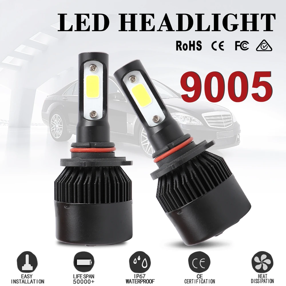 

2Pcs H4 LED LampH7 H11 H8 9005 HB4 H1 H3 HB3 H9 H27 Car Headlight Bulbs With COB Chips 8000LM Auto Fog Lights 6500K 12V 72W