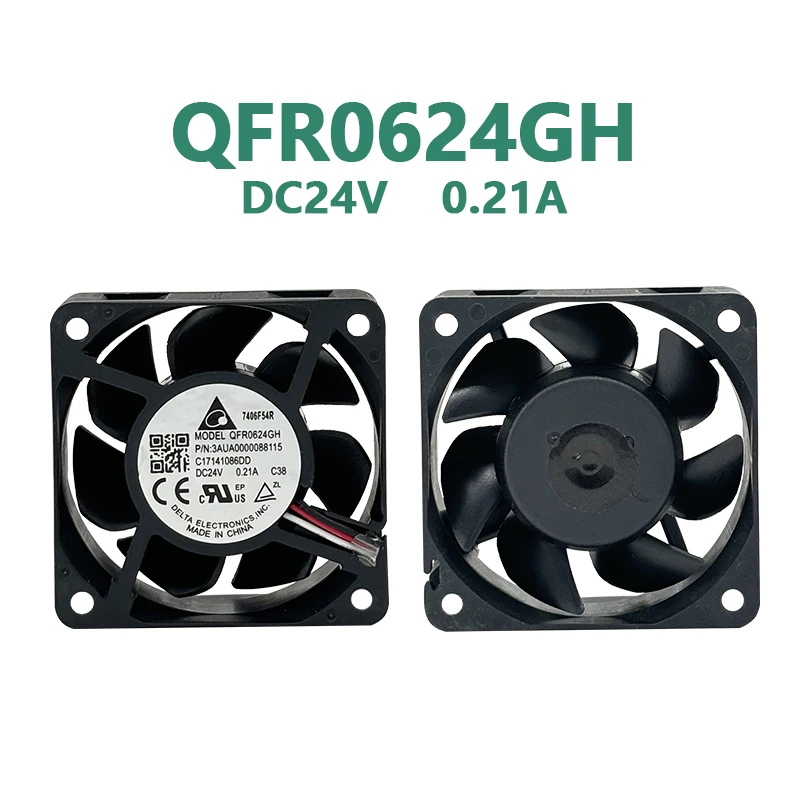 QFR0624GH Delta 6025 DC Cooling Fan DC24V 0.21A 60x60x25mm Dual Ball Bearing 6CM Industrial Inverter Axial Fan