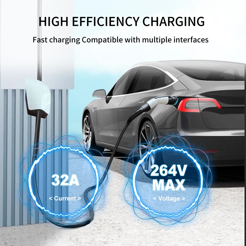 Tesla Model 3 Accessories 2023 Type 2 To Type 1 European To American Adapter Electric Car Devices 22Kw 11Kw Charger Type 1 J1772