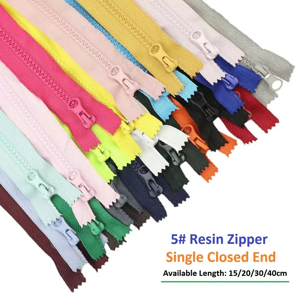 5# Resin Zipper Single Closed End 15/20/30/40cm For Coat Garment Jeans Craft Sewing Diy Accessories 2pcs/lot