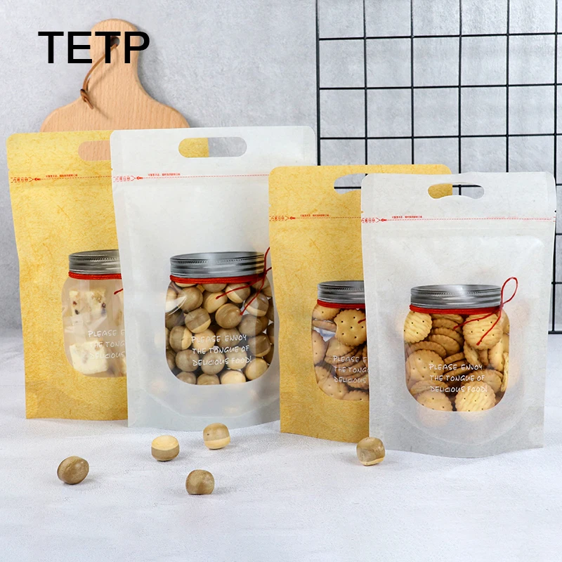 

TETP 50Pcs Kraft Bottle Tote Food Packaging Bags Home Party Handmade Cookies Candy Nougat Decoration Favors For Small Business