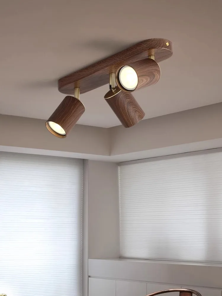 Led Spotlight Surface Mounted Spot Light Replaceable GU10 Bulb 2 3 Heads Walnut Color Aluminum Adjustable Angle 110V 220V Lamp