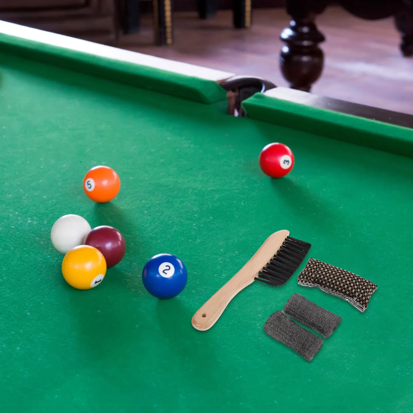 1Set Billardtisch Pinsel Set Weiches Haar Ergonomischer Griff Billardtisch Reinigung Kit Filz Schiene Tuch Wartung Pinsel für Billard