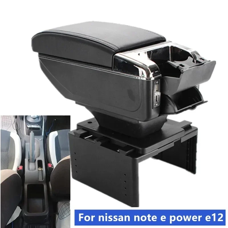

NEW For Nissan note Armrest Box For nissan note e power e12 Car Armrest Central storage Box Retrofit with USB Car Accessories