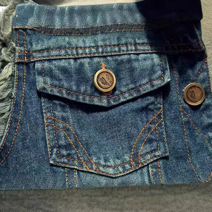 جاكيت جينز كاجوال بقصة ضيقة للرجال، سترة جينز ربيعية رفيعة ومبطنة من الأمام مع طية صدر السترة وتصميم بدون أكمام #4