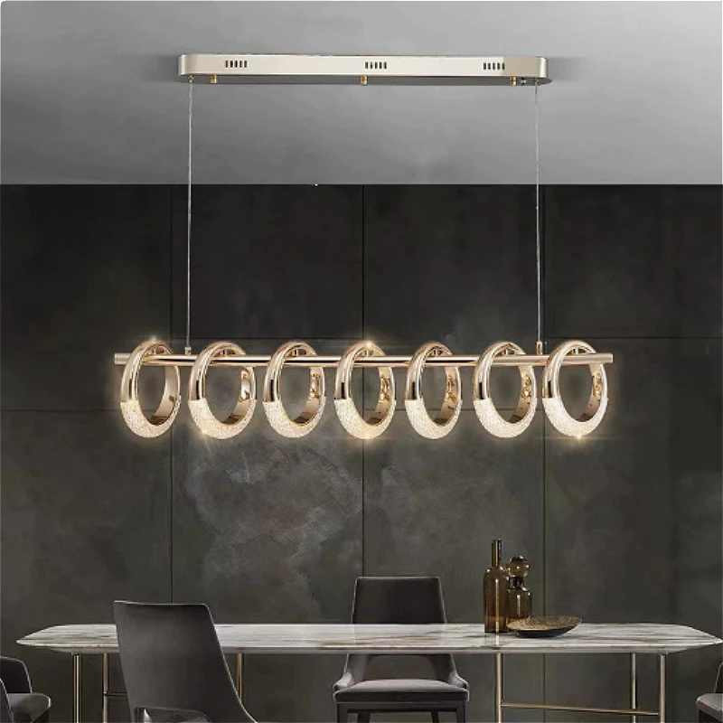 Nordic Luxury Art LED Pendant Lights Circle Crystal Chandeliers Home Decor Dinning Living Room Counter Lobby Villa Lamps Fixture