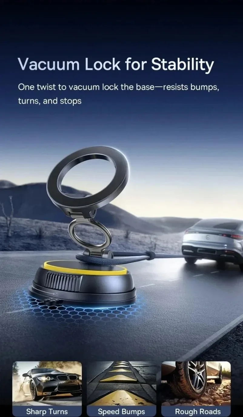 360 ° Rotation Magnetische Auto Telefon Halter Vakuum Saugnapf Stehen Мagnet Halterung Für iPhone 17 ~ 12 Gym/Fahren Vakuum telefon Halterung – Detail 7