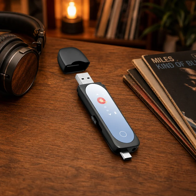 Famue MP3 Player BF05 – Voice Recorder & U Disk-shaped Music Player with Bluetooth 5.4, Sports-ready, Direct Mobile Plug-in, 64G