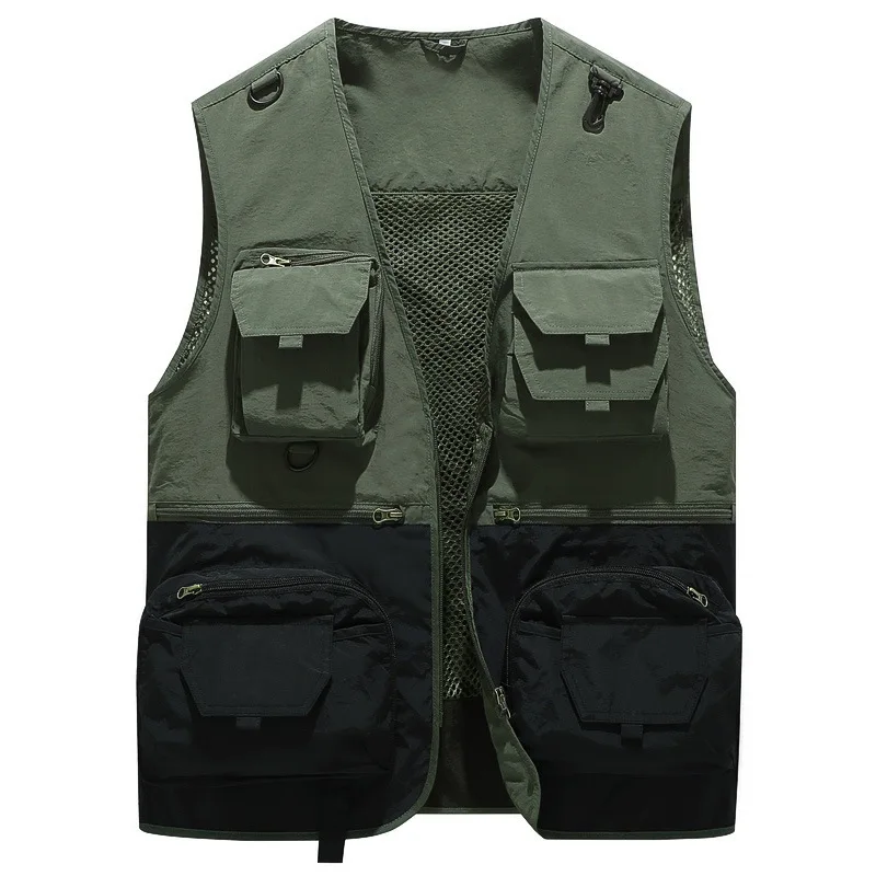 Patchwork Fishing Vest Men for Summer Multi Pockets Photography Vest Man Work Vest with Your Logo