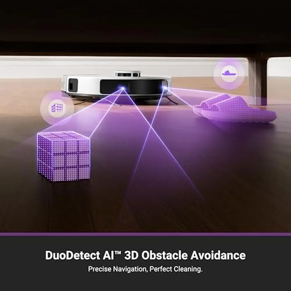 Self-Emptying Robot Vacuum 8000Pa Powerful Suction V-Shaped Brush LiDAR Navigation No-Go Zone 45-Day Dust Capacity White 2.4G