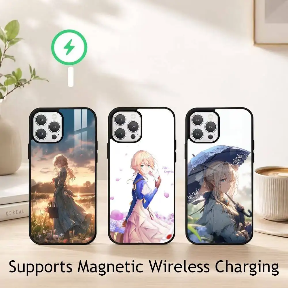 Anime V-Violet Evergarden gift Phone Case For iPhone18,17,16,15,14,13,12,11 Plus,Pro Compatible with magnetic wireless charging