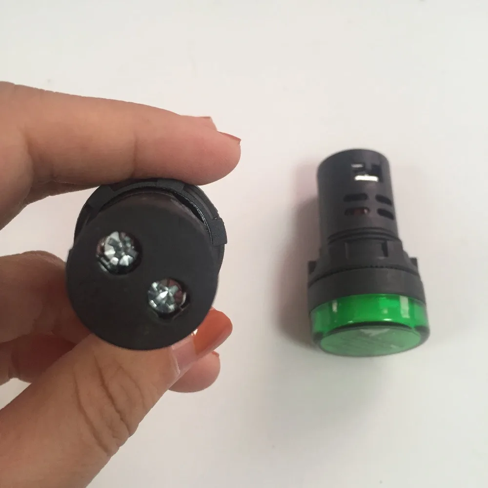2Pcs AC220V 녹색 LED 표시 등 램프 22mm 나사 직경
