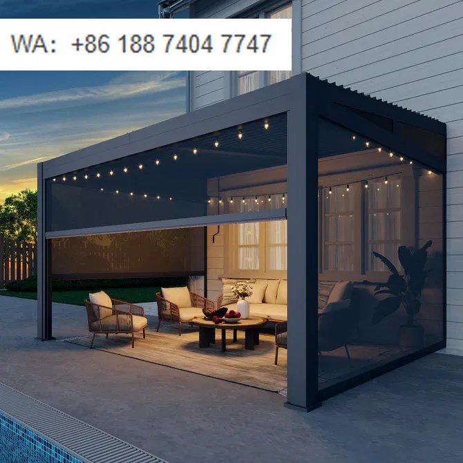 Luxury Modern Outdoor Motorized Adjustable Pergola Aluminum Powder Coated Waterproof Louver Roof Backyard Garden 3x3 3x4
