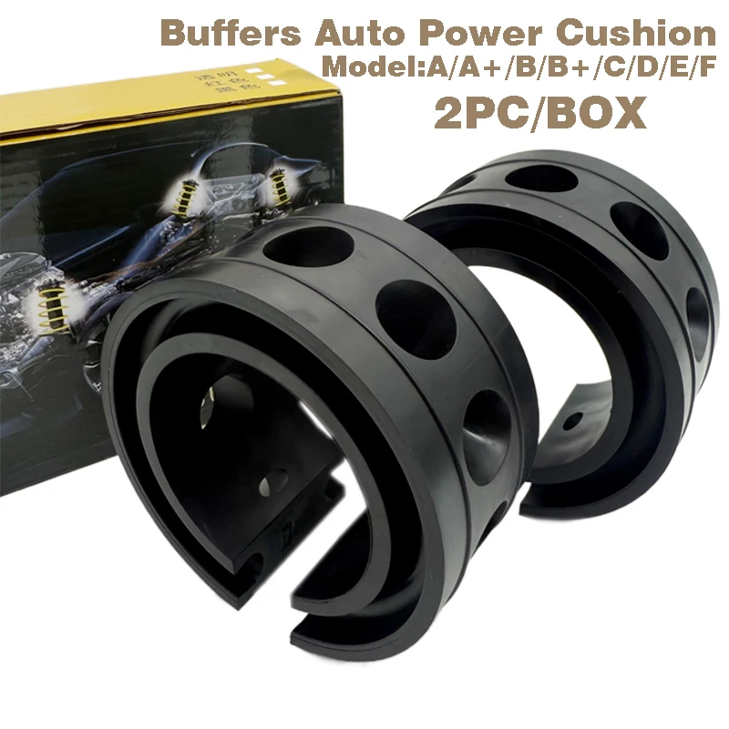 Amortiguador de goma negra para coche, amortiguador automático A/A +/B/B + C/D/E/F, amortiguador de suspensión, parachoques de resorte Universal para coche, 2 uds.