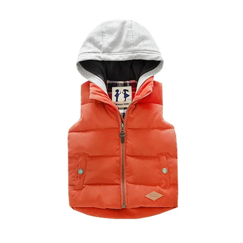 Winter Children\'s Outer Wearing Hooded Vest Thickened Boys and Girls Universal Warm Vest Baby Fashion Short Style Cotton Vest