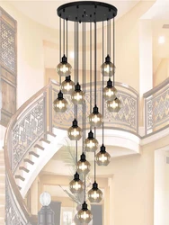 LED Glass Staircase Chandelier Home Living Room Attic Decoration Chandelier Indoor Dining Room Bedroom Lighting Free of Shipping