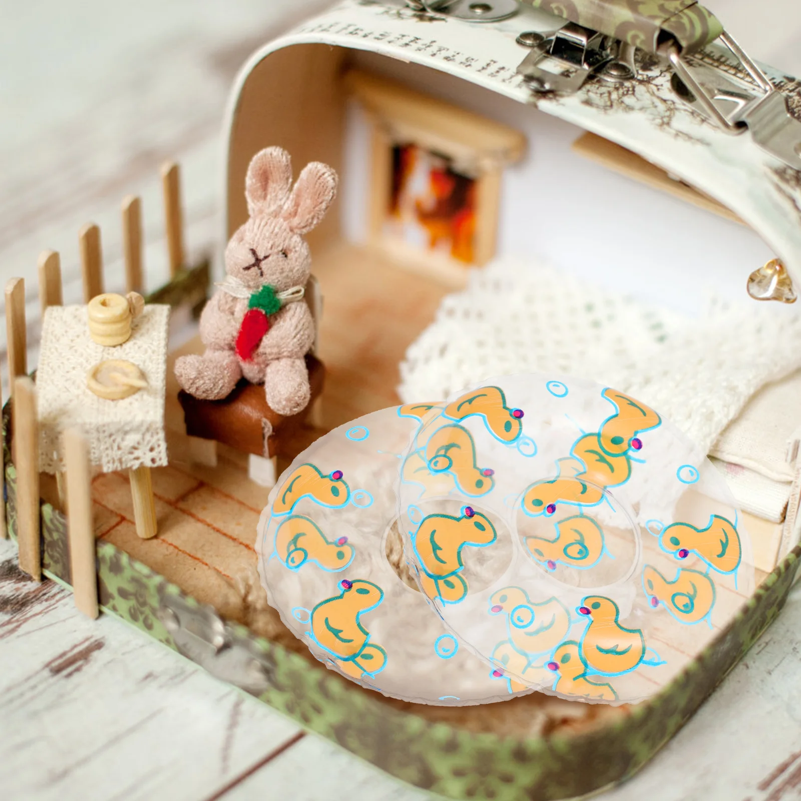 

10pcs Mini Swimming Ring Accessories PVC Rings House Decor Miniature Swim Rings Pool Photo Props Plaything Mini Duck