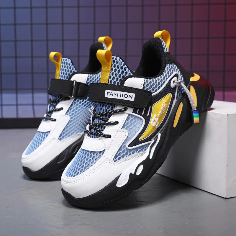 

Breath Open Mesh Kids Outdoor Sport Sneakers Summer Wear Resist Soft Insole Elastic Daily Walking Footwear