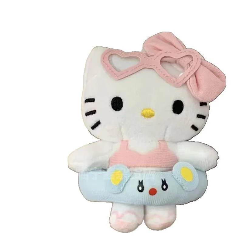 سانريو مرحبا كيتي الكرتون أفخم سلسلة دمية ملء المفاتيح هاواي السباحة الدائري سلسلة الظلام الجلد لعبة قلادة هدايا عيد الميلاد