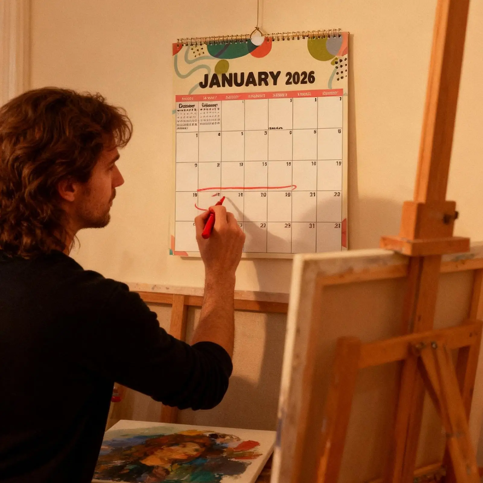 2026 Wall Calendar Planner 12-Month Goal Tracking Decorative Poster Large Family Schedule Organizer for Home Office Study