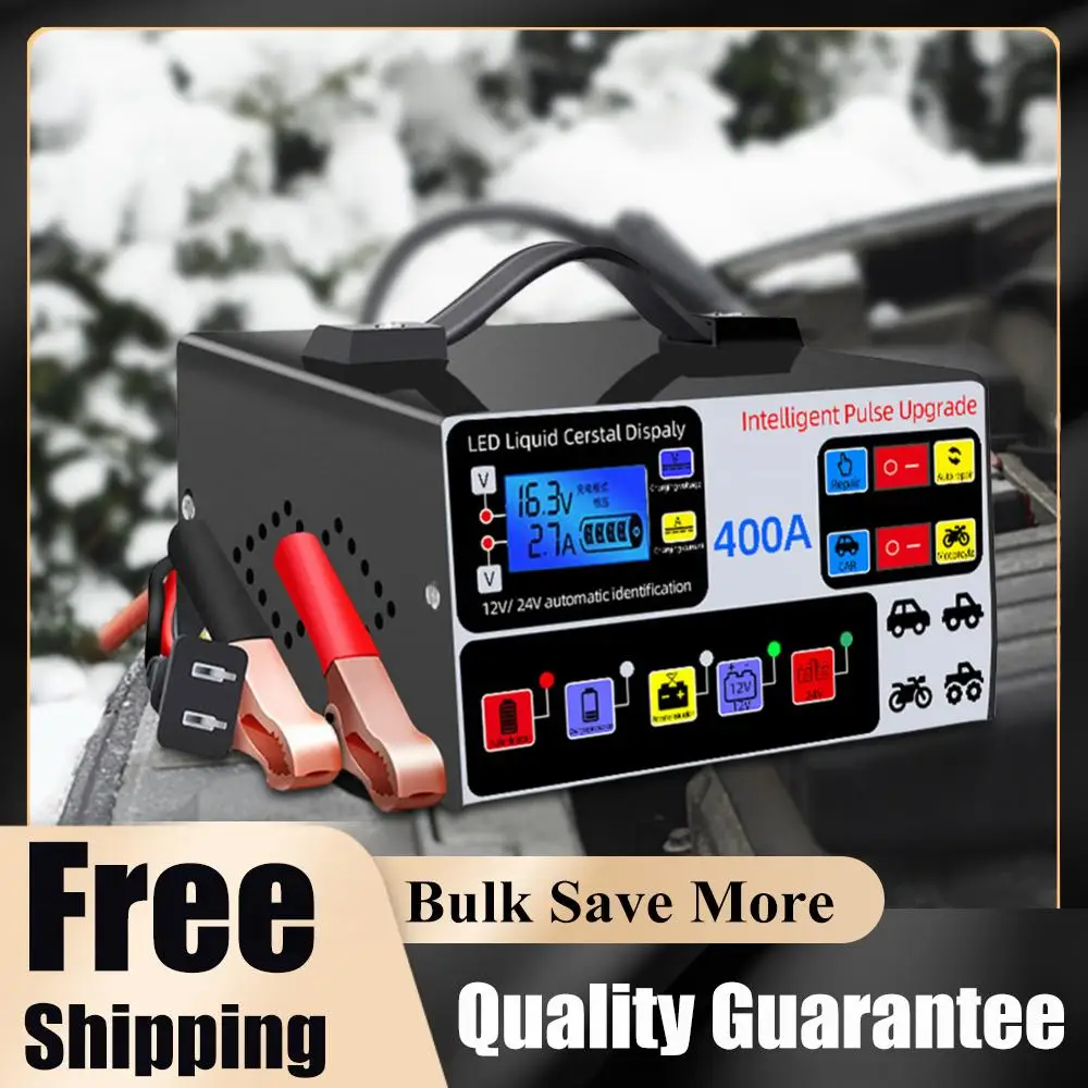 

Зарядное устройство для автомобильных аккумуляторов 400А, 12В/24В, высокомощное, быстрое, 220Вт, интеллектуальное импульсное восстановление, с функцией автоматического отключения