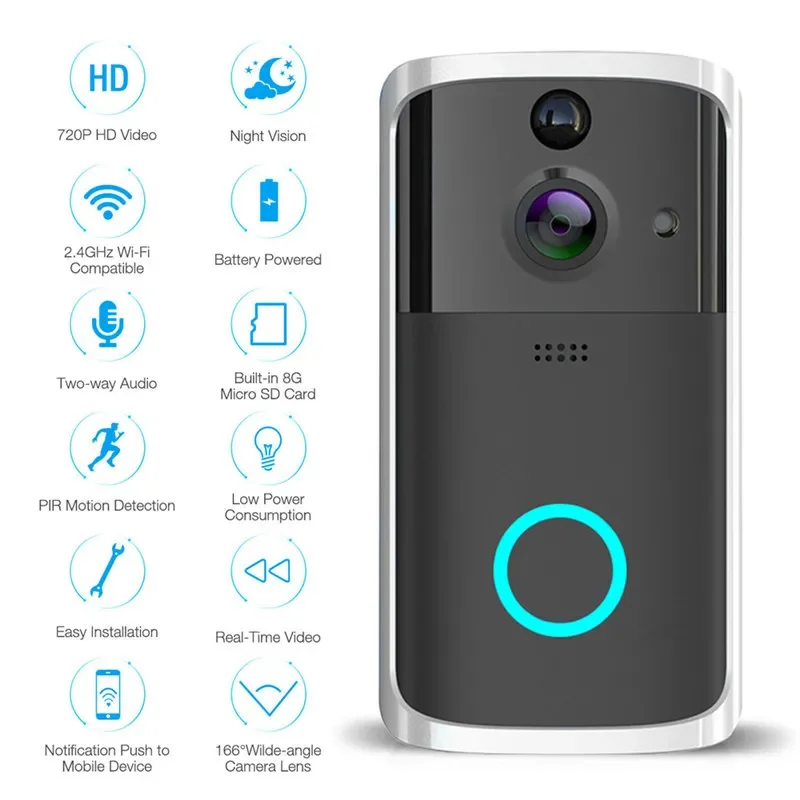 สมาร์ทไร้สาย WiFi Doorbell กล้องวีดีโอ Bell Intercom ความปลอดภัยในบ้าน M7 720P ปลอดภัย Wireless WiFi Doorbell กล้องสำหรับ Home