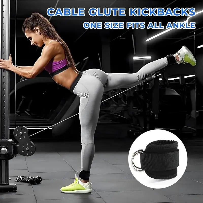 Fitness Ankle Straps Adjustable D-Rings Gym Ankle Cuff for Kickbacks Women Leg Hip Strength Workouts Exercise Resistance Band