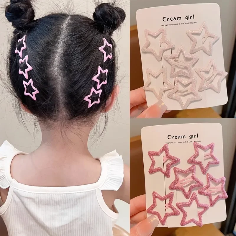 6 stücke kinder Pony Gebrochen Haar Clip Mädchen Stern Stirn Fünfeckigen Stern Baby Zubehör Neue Funkelnden Prinzessin Koreanische Version