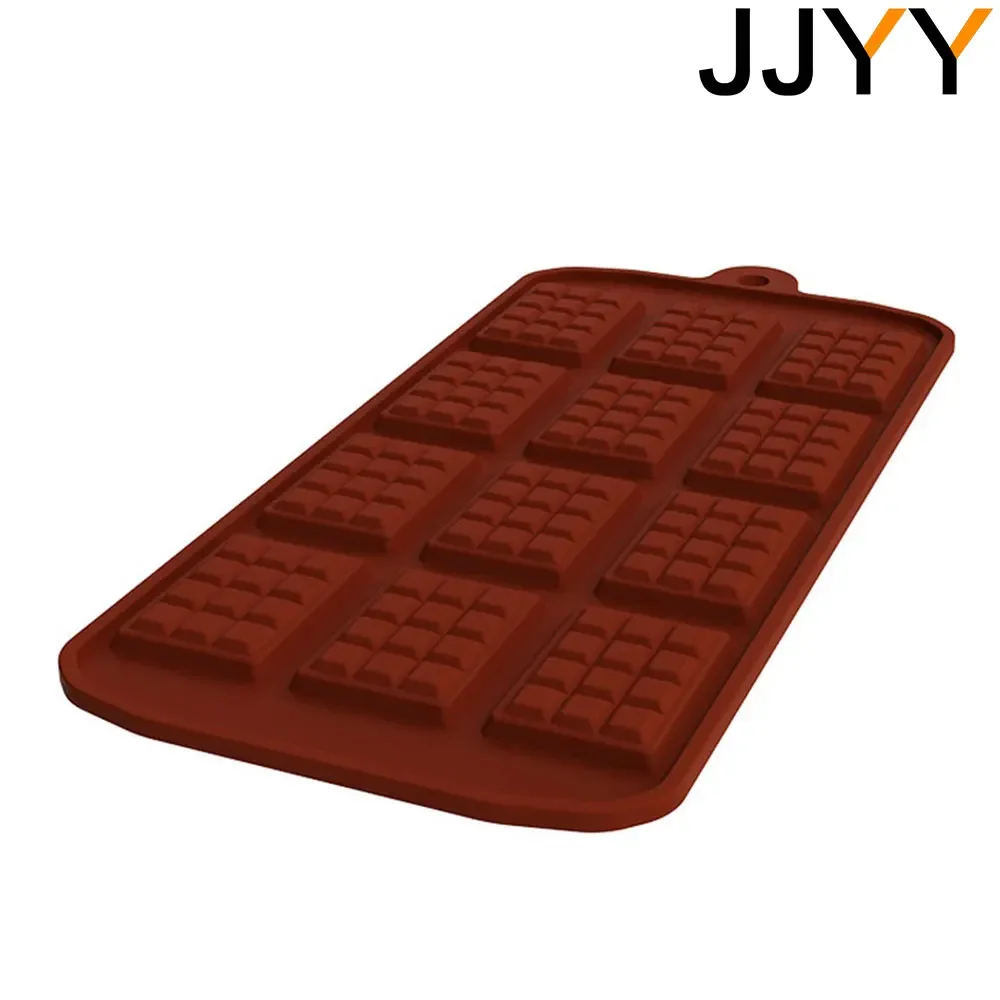 JJYY Siliconen mal 12, zelfs chocoladevorm Fondant DIY Candy Bar Mold Taartdecoratie Gereedschappen Keuken Bakaccessoires