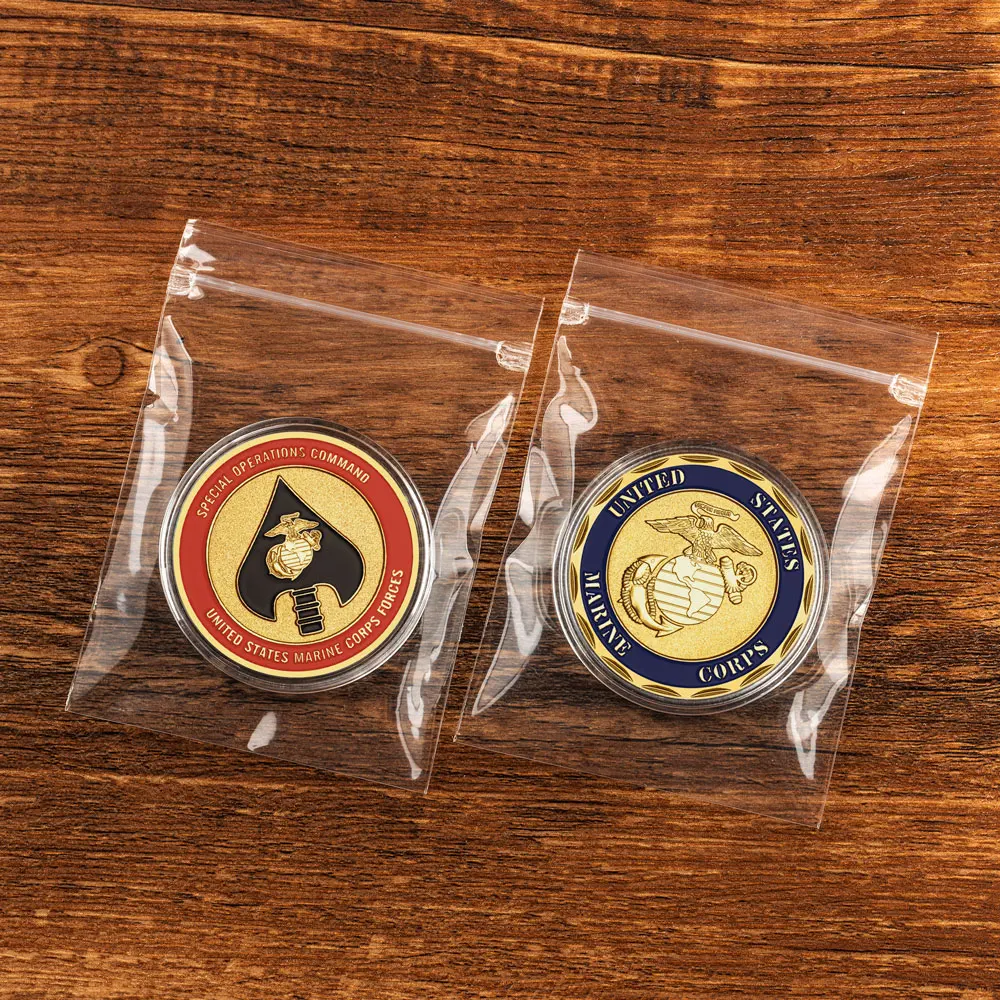 طلاء ذهبي لقوات مشاة البحرية الأمريكية، العمليات الخاصة، عملة تذكارية، هدية تذكارية قابلة للجمع