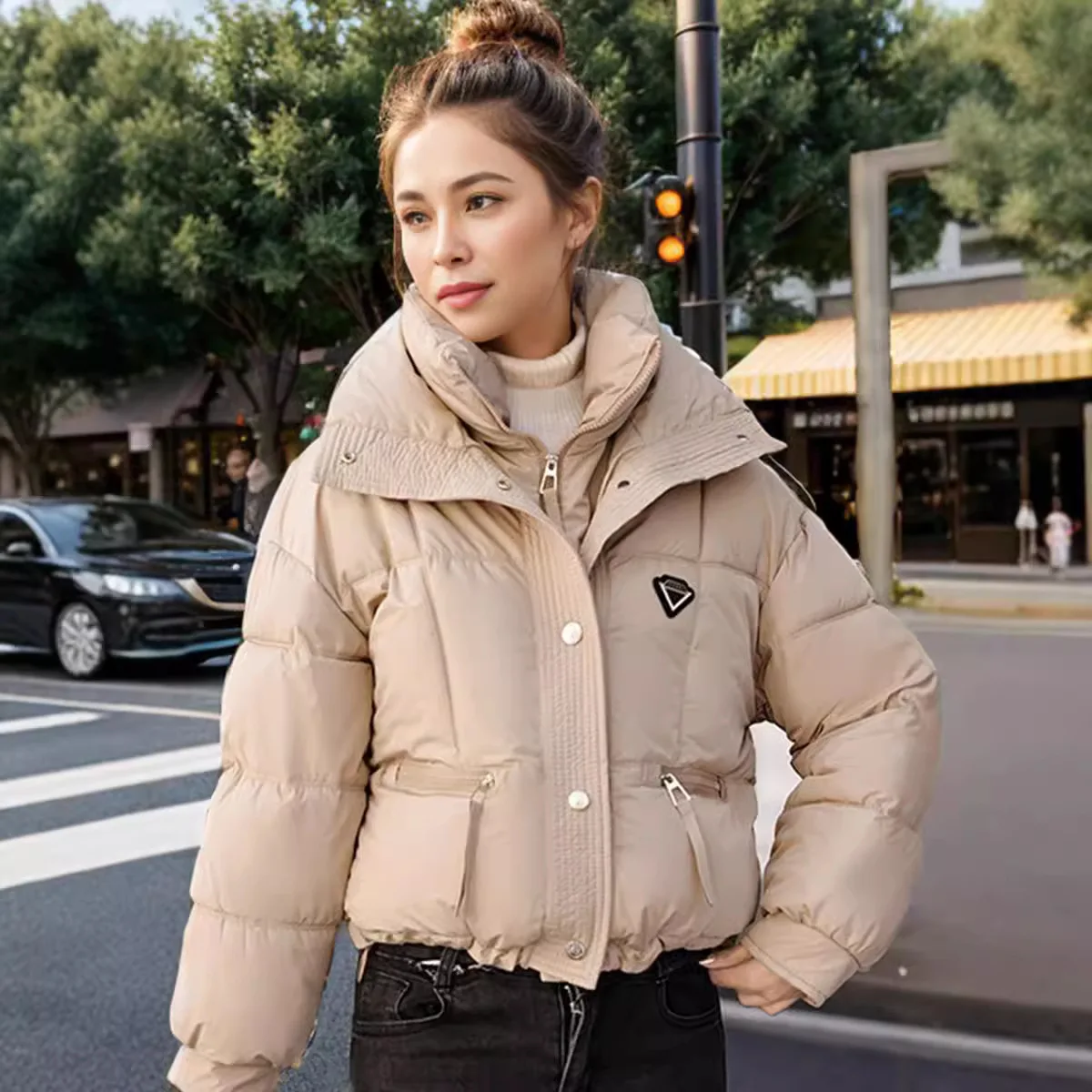 Parkas acolchadas de algodón para mujer, abrigo grueso y cálido, ropa de exterior suelta, Chaqueta corta, invierno, 2024