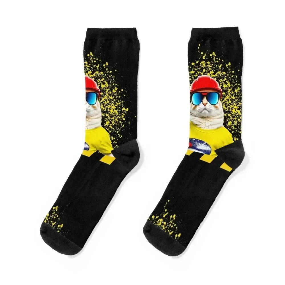 

Catwithhardhats cat worker Socks aesthetic luxe FASHION gift Socks Male Women's