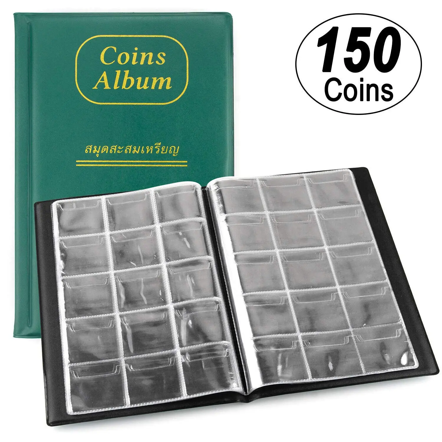 150 Pockets Coins Collection Book Holder Euro Coin Collection Gifts PVC Multi-kinetic Penny Collectors Coin Album Organizer