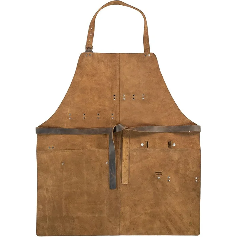 Professional Waterproof PU Apron is Easy to Clean BBQ Garden Multi Functional Pocket Sleeveless Apron