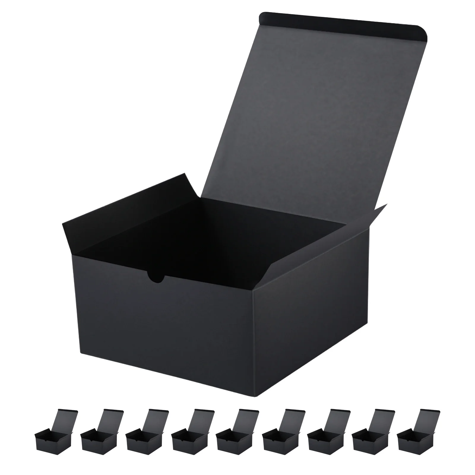 10 Gift Boxes with Lids Black Paper Box 8x8x4 Inches Bulks for Father's Day Birthday Groomsman Proposal Boxes Packing Halloween