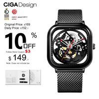 CIGA Design Anti-seismic Skeleton Automatic Watches for Men Women Full Hollow Mechanical Watches 316L Stainless Steel Wristwatch
