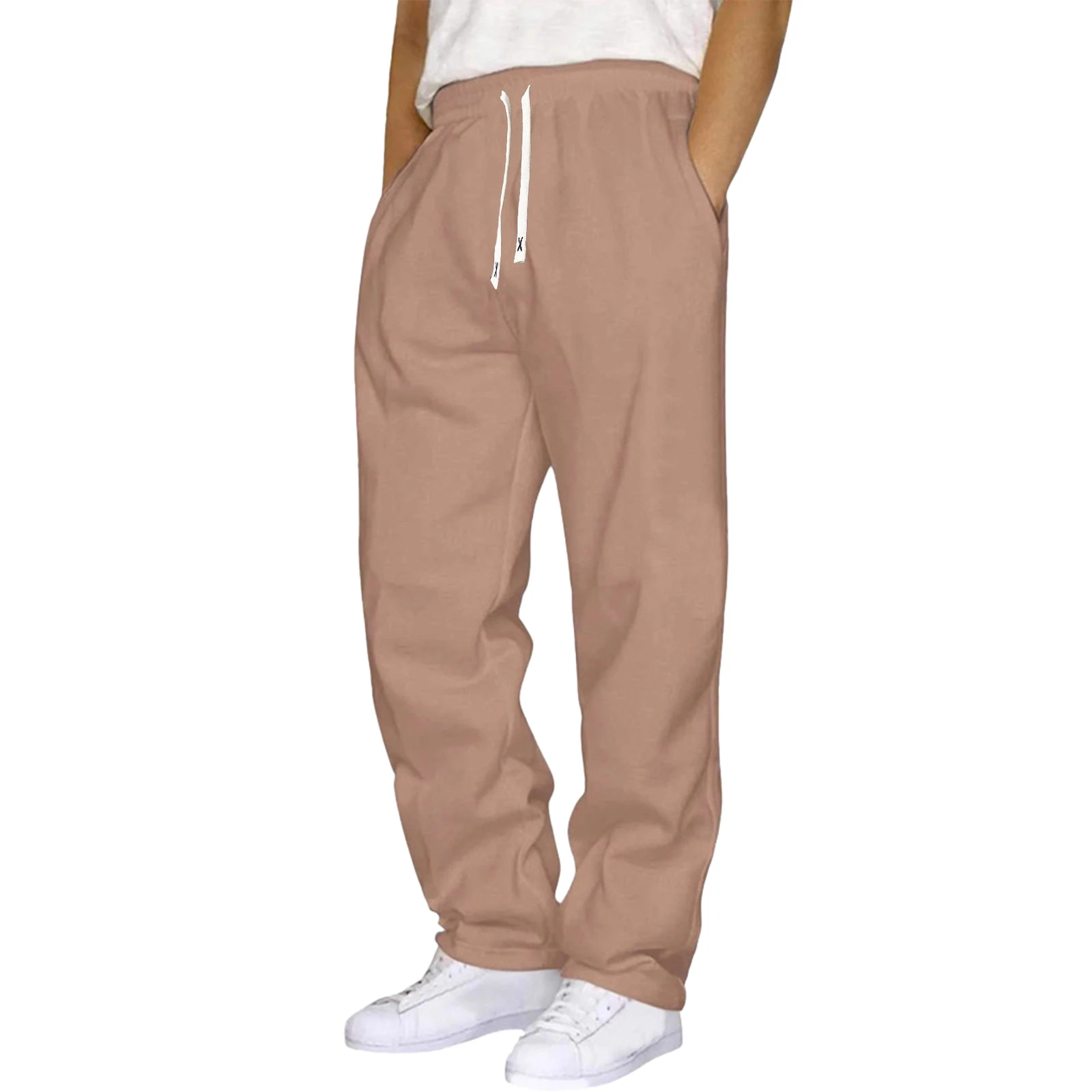 Men's Autumn Winter Casual Trousers Male Solid Color With Multiple Pockets Loose Sweatpants Running Fitness Sports Pants