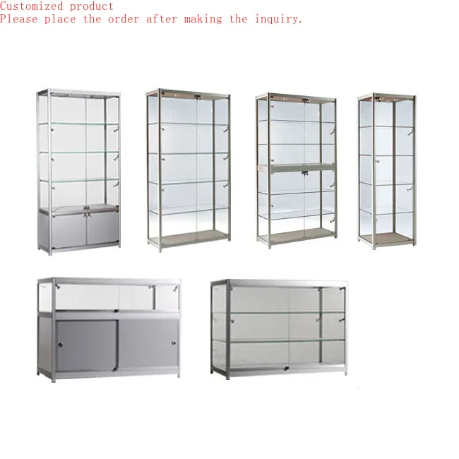 

Custom.Hot Sale Factory Price Various Designs Fashionable Mall Kiosk Aluminum Store Jewelry Glass Display Cabinet Glass Showcase