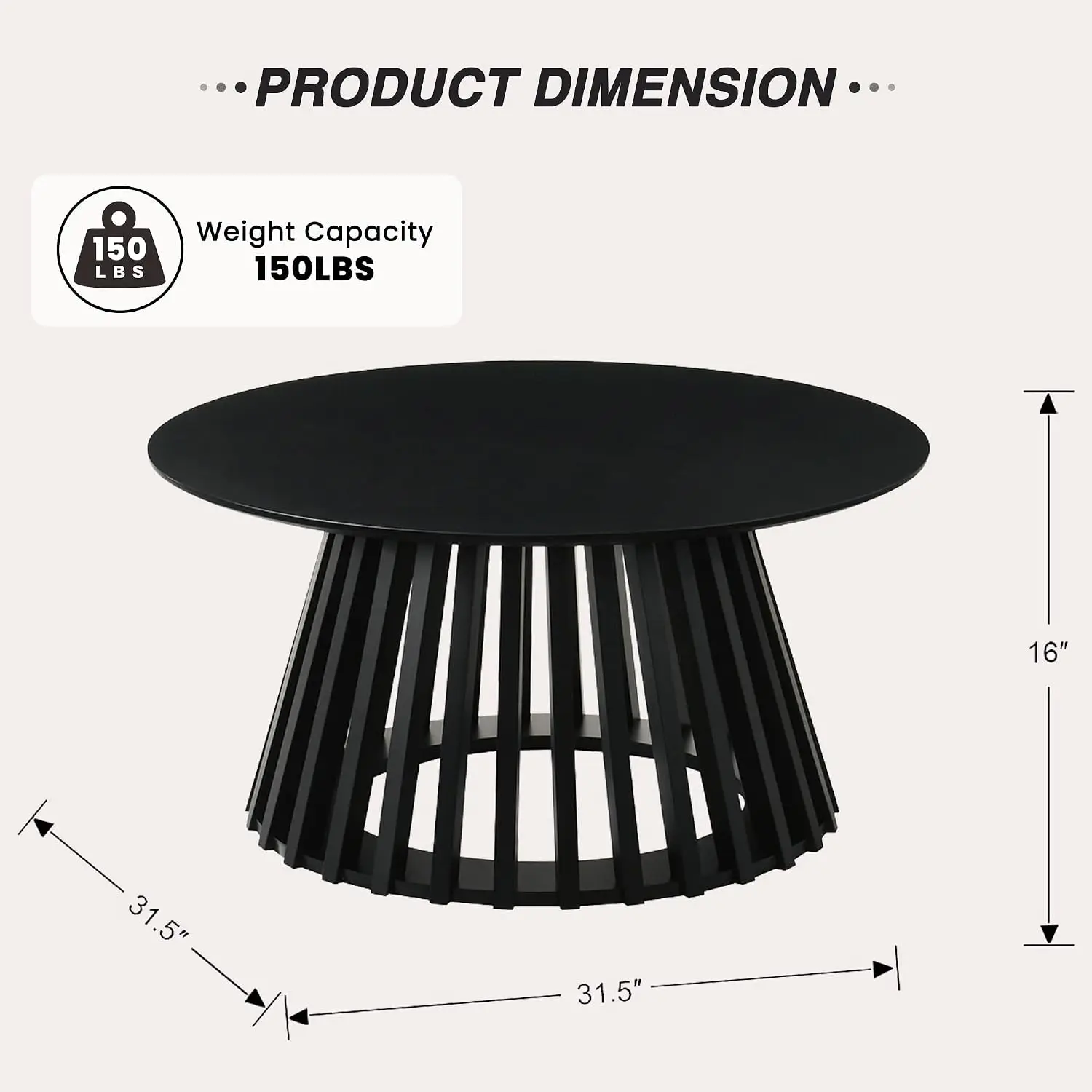 Round Wood Coffee Table 31.5