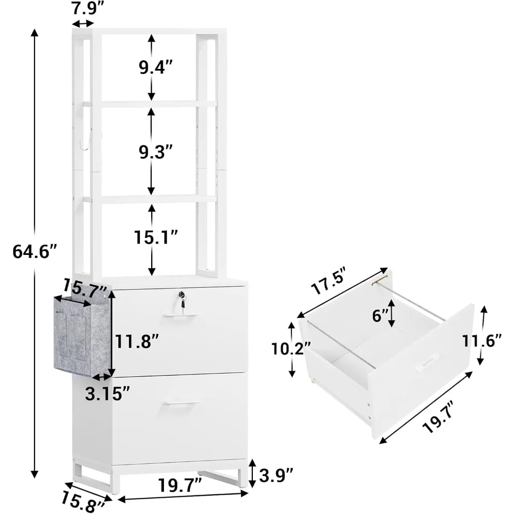 Secure Lockable 2-Drawer File Cabinet for Letter, Legal, and A4 Size Documents - Home Office Storage Solution