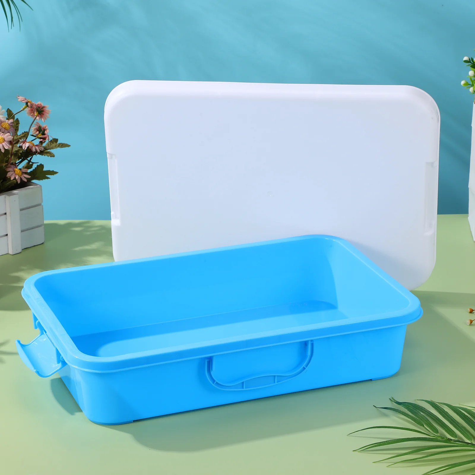 صينية رمل محمولة باليد مع صندوق تخزين، صينية رمل محمولة متعددة الوظائف من مادة ABS متينة #3