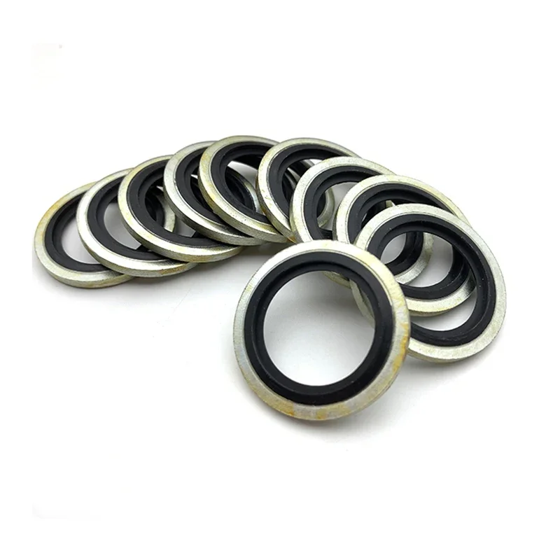 1/10pcs High Press Hydralic Rubber Oil Pip Bonded Washer Metal Drain Plug Gasket Fit Combined Sealing Ring 2color
