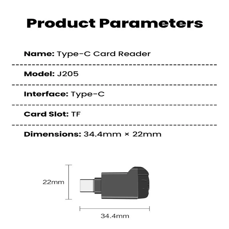 Hot Sale Type-C 2.0 Mini TF Card Reader External Storage Black Stretch For Memory Stick USB C 2.0