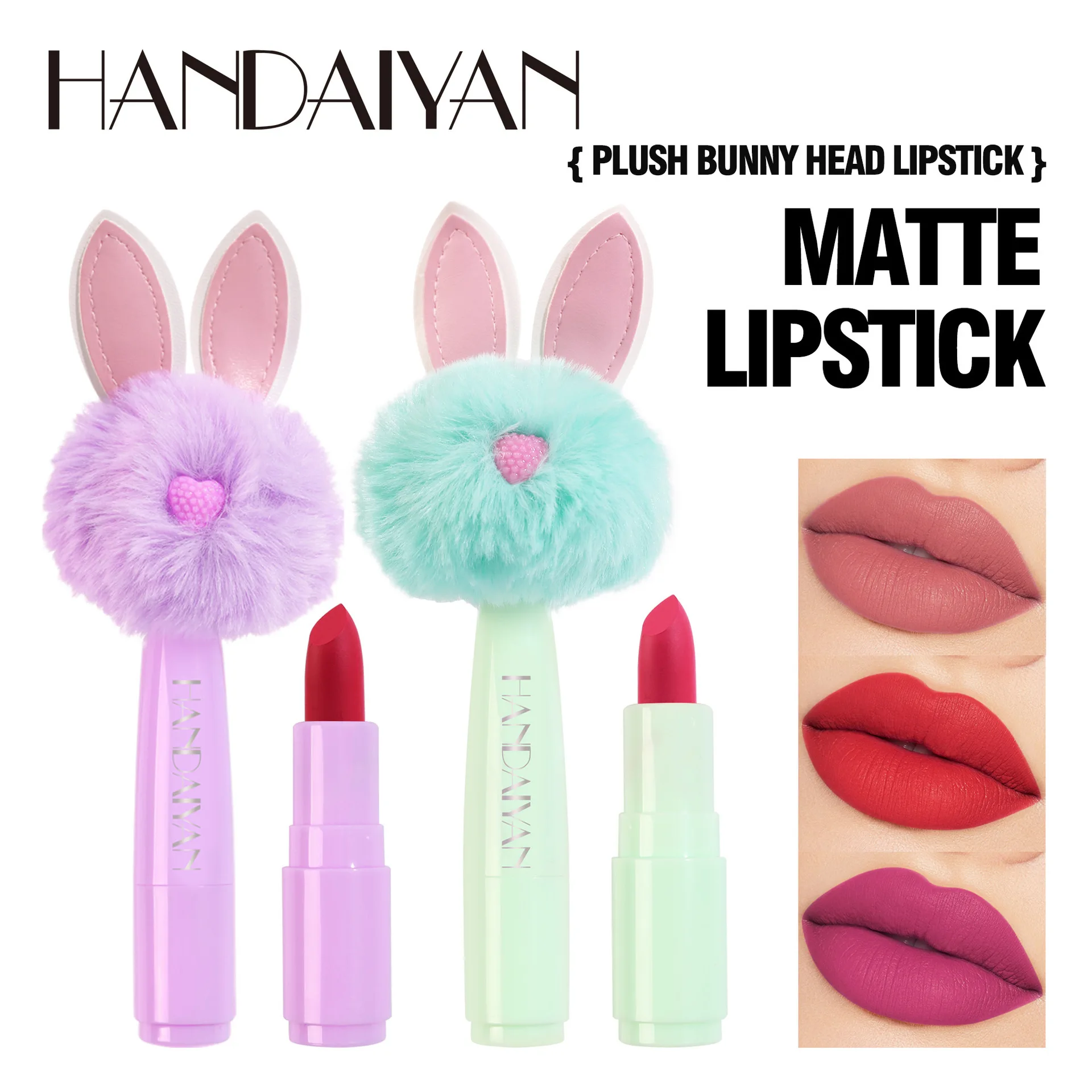 Matte Lipstick Mini Size Fluffy Plush Tip Long Lasting Hydrating Moisturizing Velvet Finish for Women Daily Use Beauty
