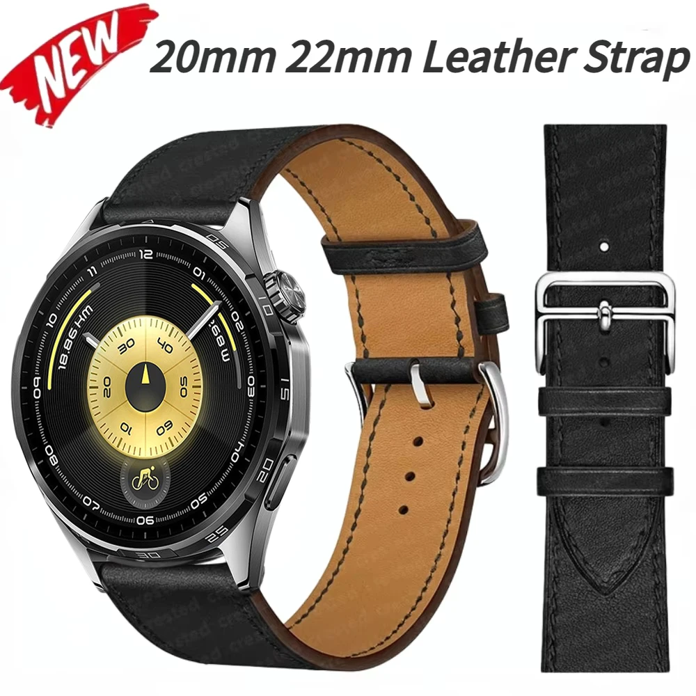 20mm 22mm Leather Strap for Samsung Galaxy Watch 7/6/5/pro/4/Classic 44mm 40mm Bracelet Belt Huawei GT-6-5-4-3-2-Pro 46mm Strap