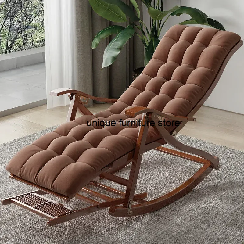 Recliner Leisure Dining Bamboo Rocking Chair Adult Balcony Relax Armrest Folding Bed Chaises De Salon Japanese Furniture FGM