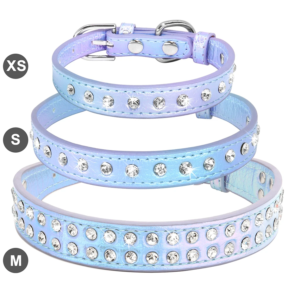 Collar con diamantes de imitación para perro y gato, Collar con tachuelas de cristal, ajustable, para perros pequeños y gatos, Pitbull